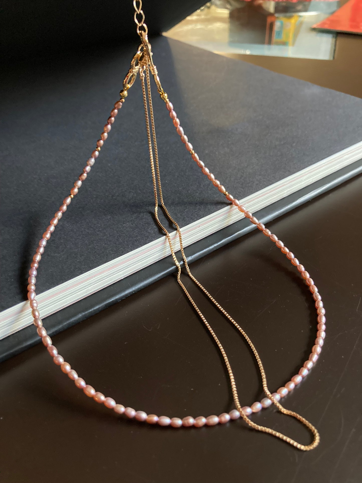 Premium Purple Freshwater Pearl Layered Golden Choker Necklace Set