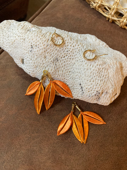 Sara• Versatile Design Unique Handmade Silky Thread Orange Floral Earrings