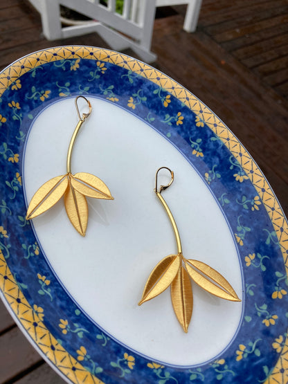 Penny•Unique Design Statement 6+Way-to-Style Gold Silky Thread Floral Earrings-Handmade Cultural Jewelry