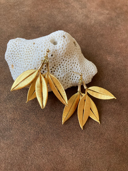 Sara• Statement Shiny Gold Silky Thread Floral  Earrings-Cultural Heritage Jewelry