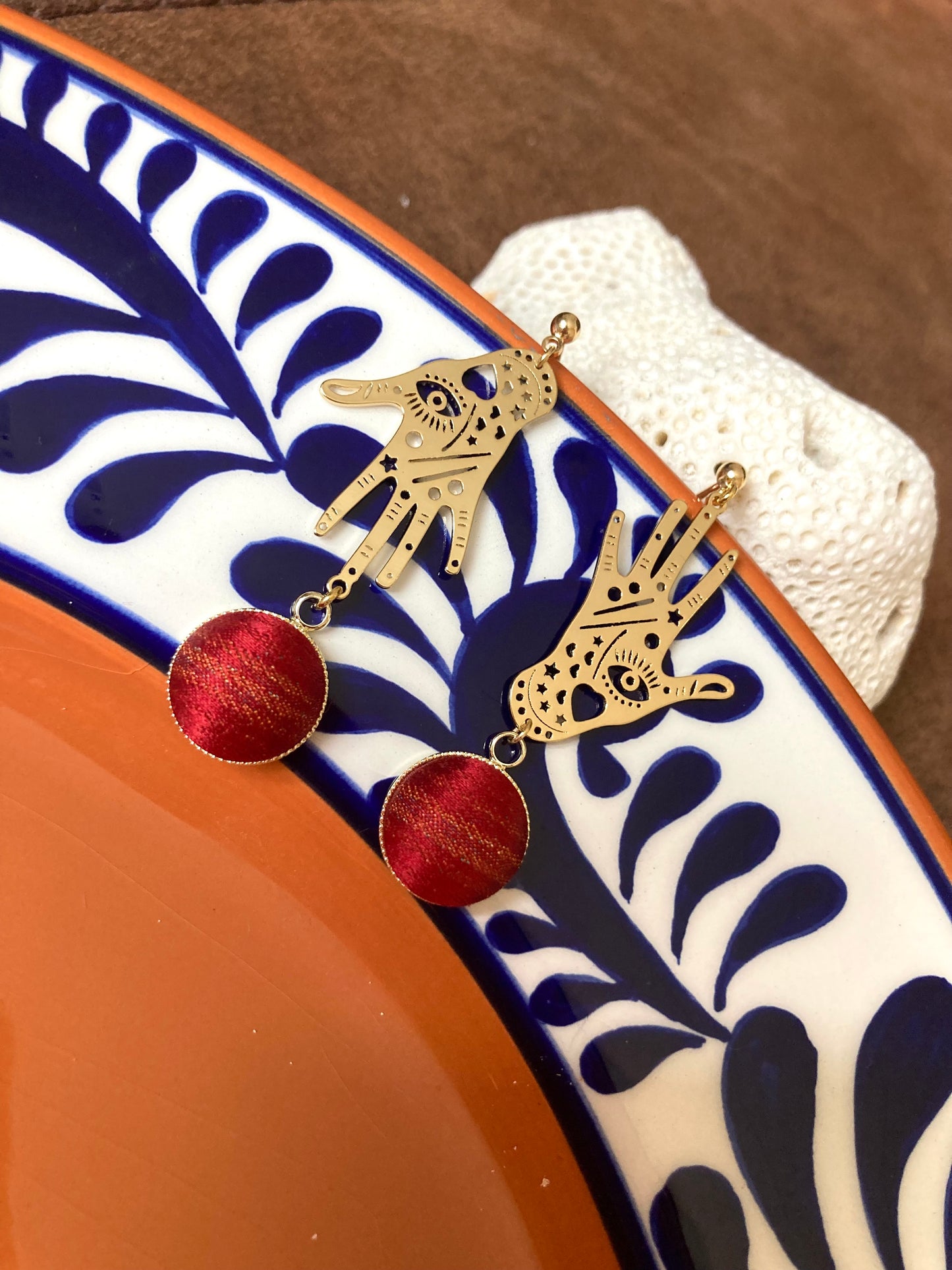 Precila • Gold Bohemian Magic Hand Silk Earring Studs