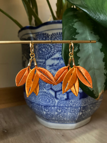 Sara• Versatile Design Unique Handmade Silky Thread Orange Floral Earrings