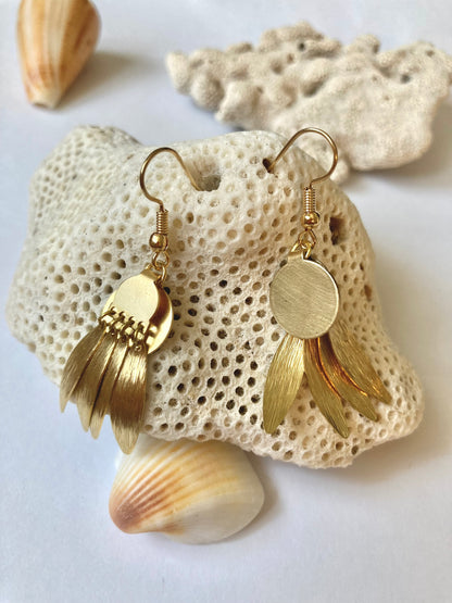 Discovery - Modern Design Golden Brass Leaf Everyday Earrings