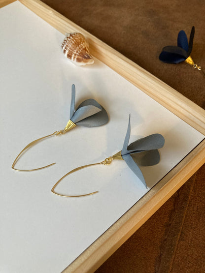 Forever Love-Elegante Floral Earrings-Silver Sky Blue