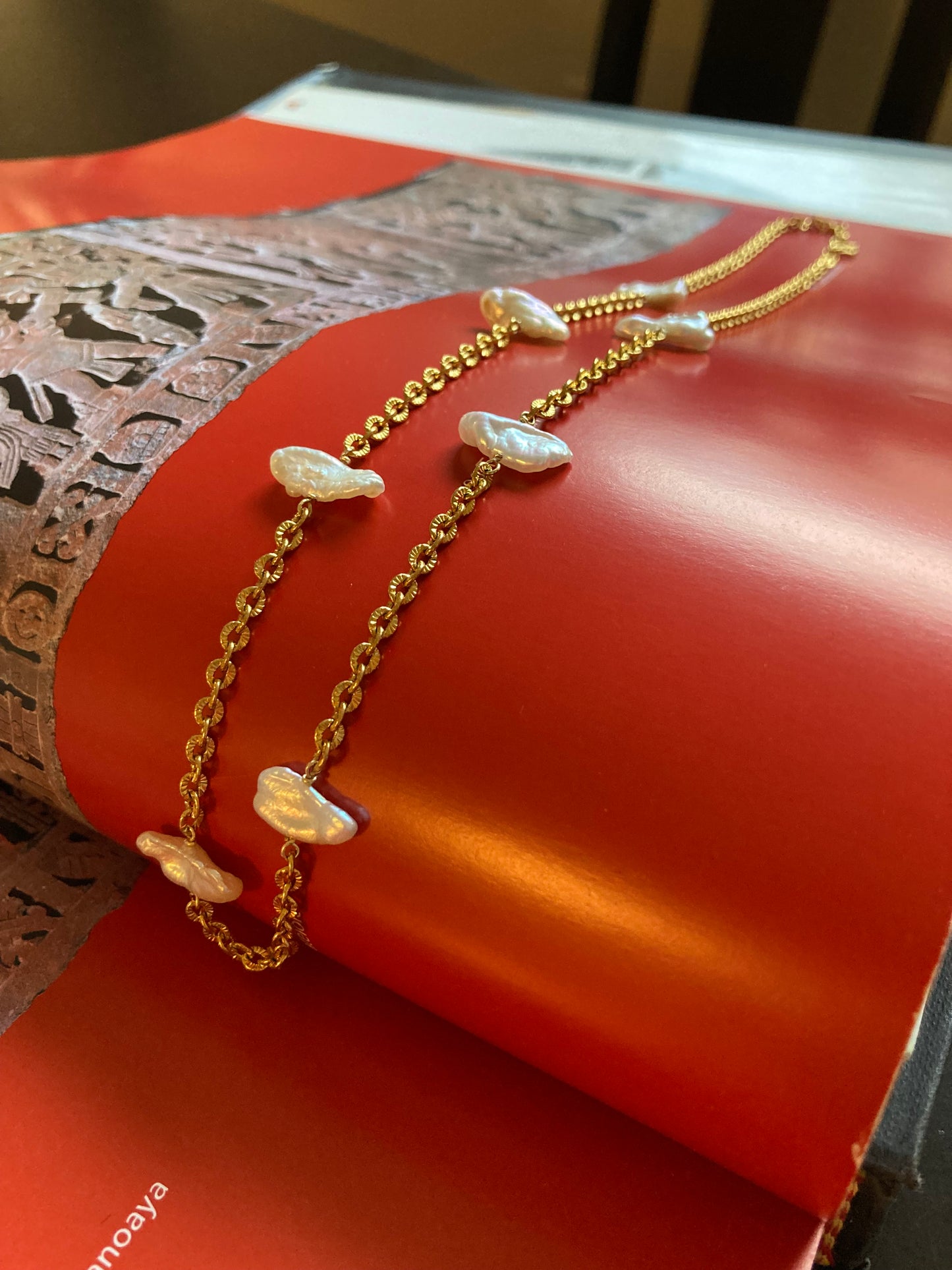 Unique Freshwater Pearl Gold Chain Necklace