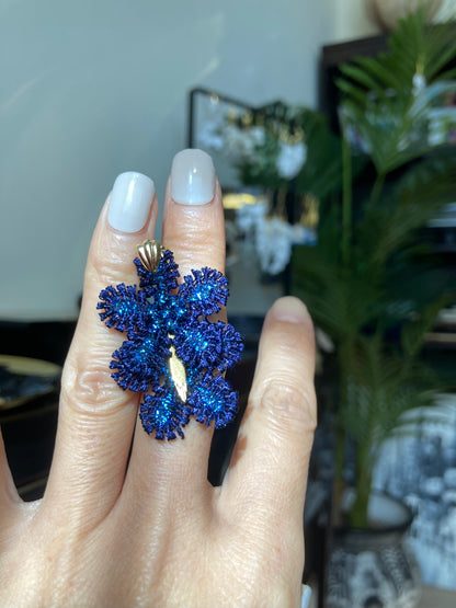 Unique Diamond Blue Snowflake Stud Earrings