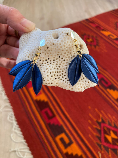 Juliet• Elegant Royal Blue Silky Thread Floral Earrings-Unique Handmade