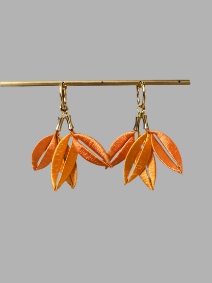 Sara• Versatile Design Unique Handmade Silky Thread Orange Floral Earrings