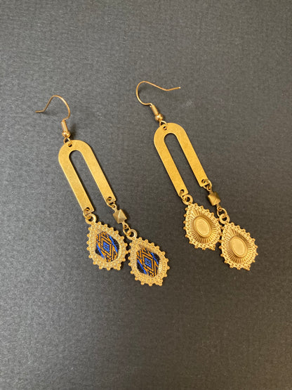 Aztec-Golden Contemporary Design Dangling Earrings