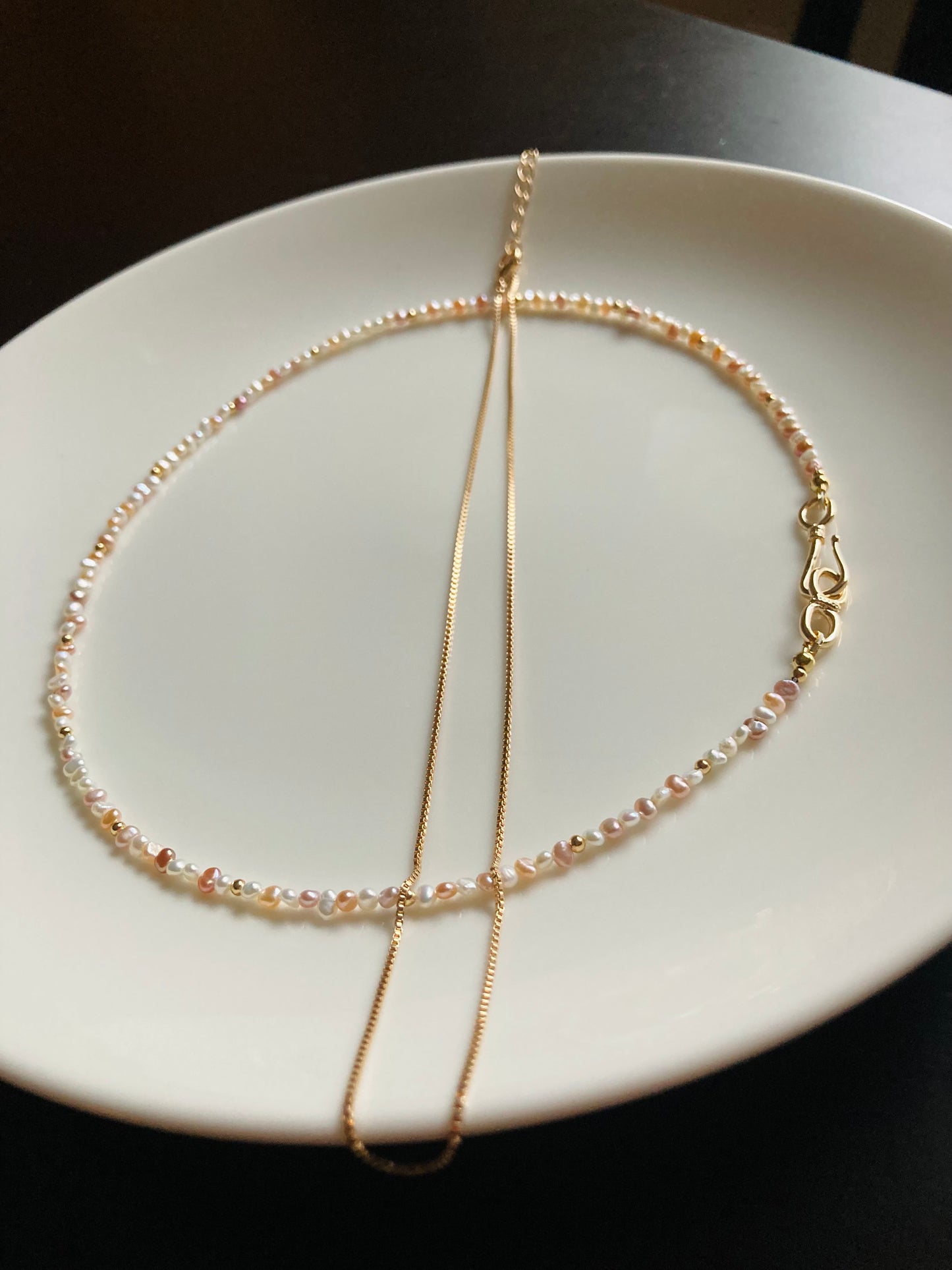 Multi-color Genuine Freshwater Pearl Layered Golden Choker Necklace Set