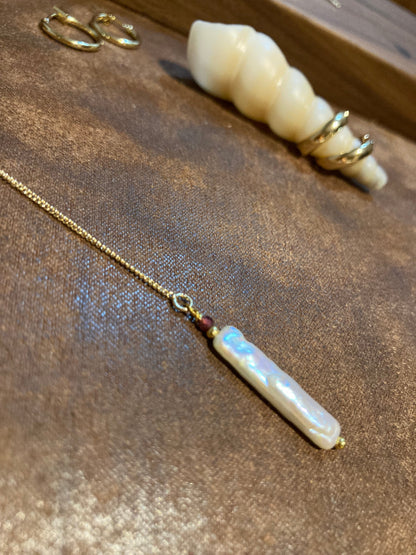 Unique Design Freshwater Pearl Gemstone Threader Earrings