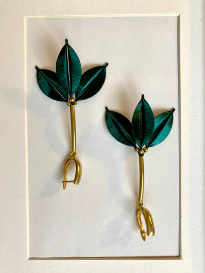 Caroline•Unique Design Shiny Hand-wrapped Silky Threads Leaves Earrings