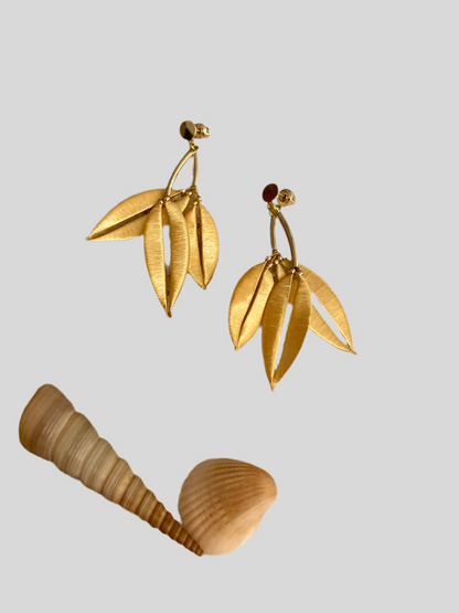 Statement Golden Silky Tree Leaf Floral Studs Earrings - Tree of Life