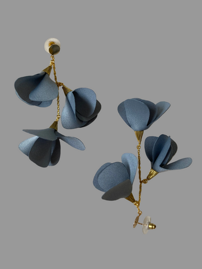 Forever Love-Elegante Floral Earrings-Silver Sky Blue