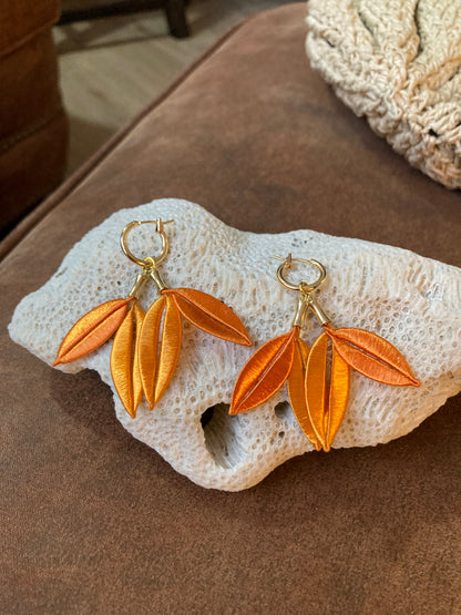 Sara• Versatile Design Unique Handmade Silky Thread Orange Floral Earrings