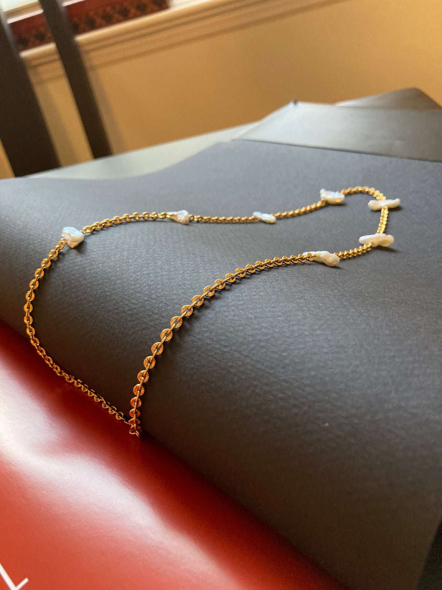 Unique Freshwater Pearl Gold Chain Necklace