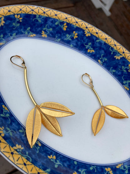 Penny•Unique Design Statement 6+Way-to-Style Gold Silky Thread Floral Earrings-Handmade Cultural Jewelry