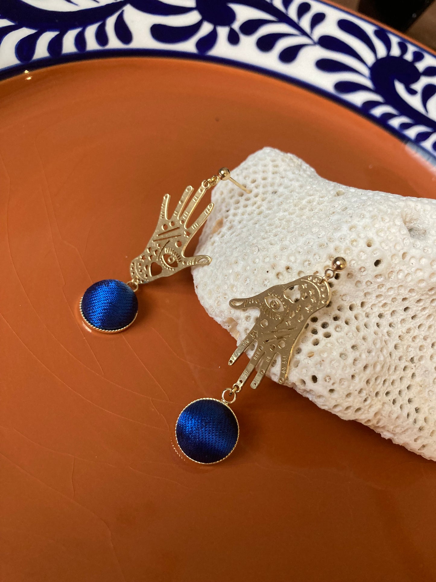 Precila • Gold Bohemian Magic Hand Silk Earring Studs