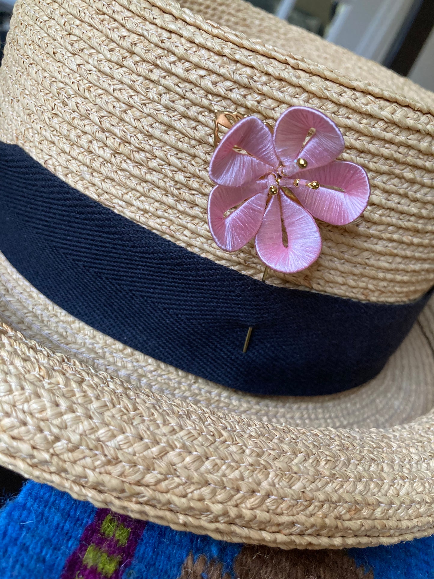 Unique Cherry Blossom Pink Brooch with Hand-wrapped Silky threads