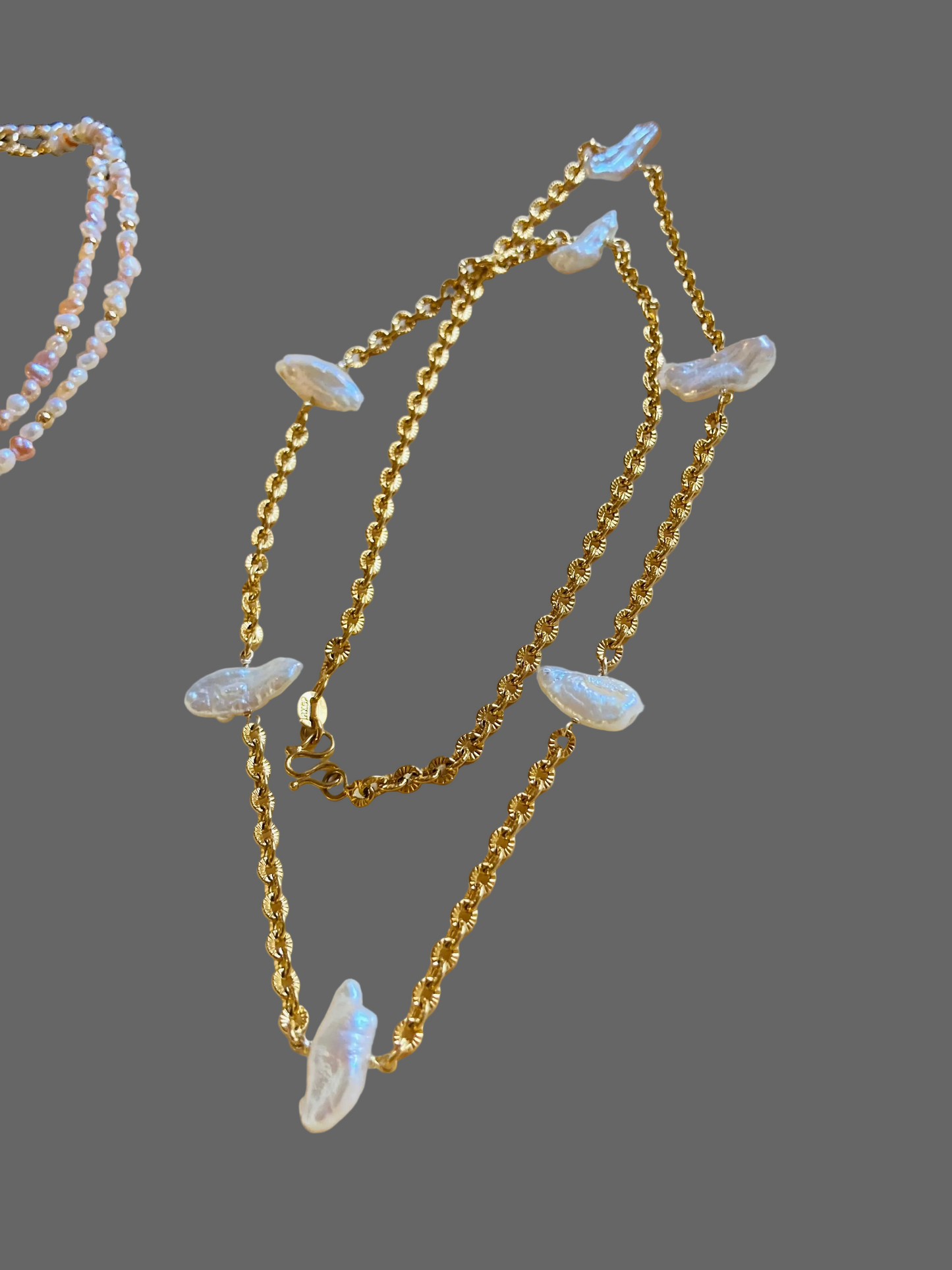 Unique Freshwater Pearl Gold Chain Necklace
