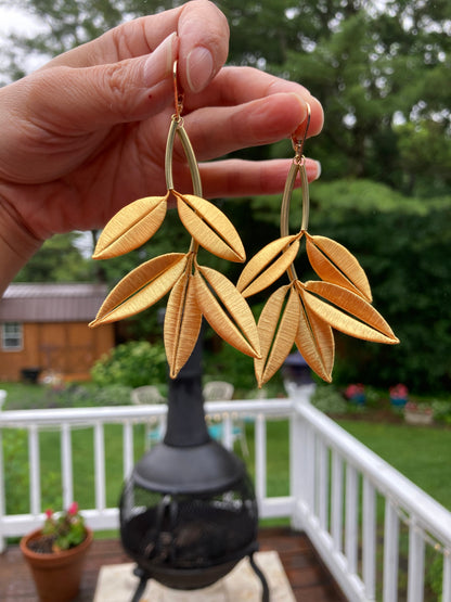 Penny•Unique Design Statement 6+Way-to-Style Gold Silky Thread Floral Earrings-Handmade Cultural Jewelry