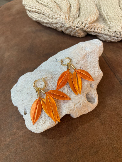 Sara• Versatile Design Unique Handmade Silky Thread Orange Floral Earrings