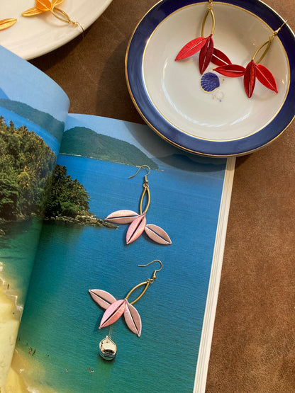 Lourdes•Unique Design Statement Handmade Silky Thread Red Floral Earrings