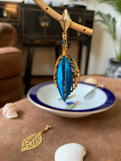 Versatile Gold & Lavender Shiny Silky Thread Leaf Earrings-Handmade Cultural Jewelry