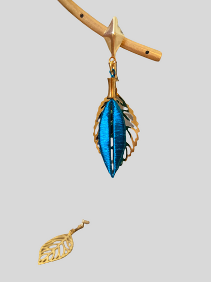 Versatile Gold & Lavender Shiny Silky Thread Leaf Earrings-Handmade Cultural Jewelry