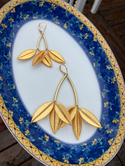 Penny•Unique Design Statement 6+Way-to-Style Gold Silky Thread Floral Earrings-Handmade Cultural Jewelry