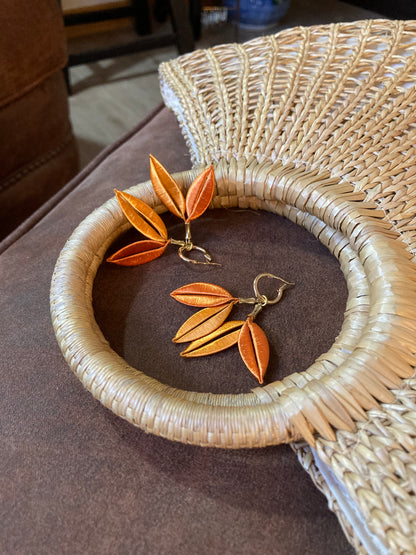 Sara• Versatile Design Unique Handmade Silky Thread Orange Floral Earrings