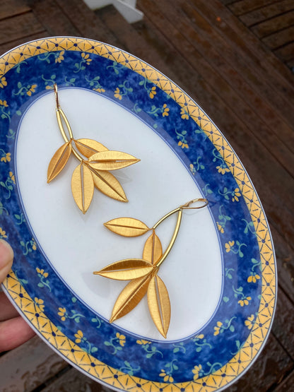 Penny•Unique Design Statement 6+Way-to-Style Gold Silky Thread Floral Earrings-Handmade Cultural Jewelry