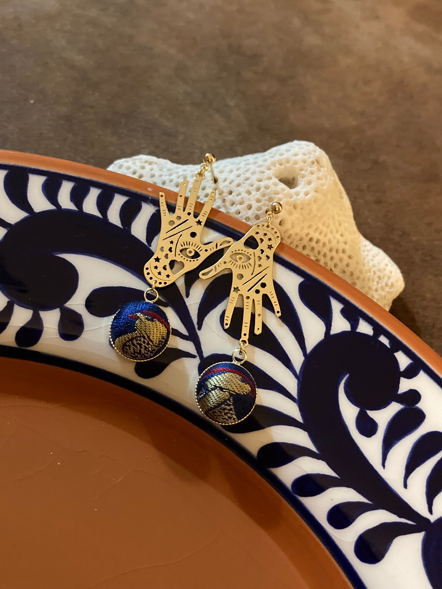 Precila • Gold Bohemian Magic Hand Silk Earring Studs
