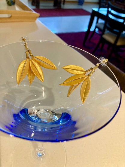 Sara• Statement Shiny Gold Silky Thread Floral  Earrings-Cultural Heritage Jewelry