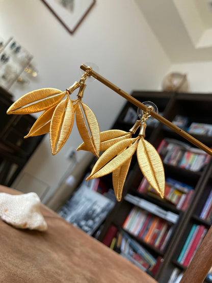 Sara• Statement Shiny Gold Silky Thread Floral  Earrings-Cultural Heritage Jewelry