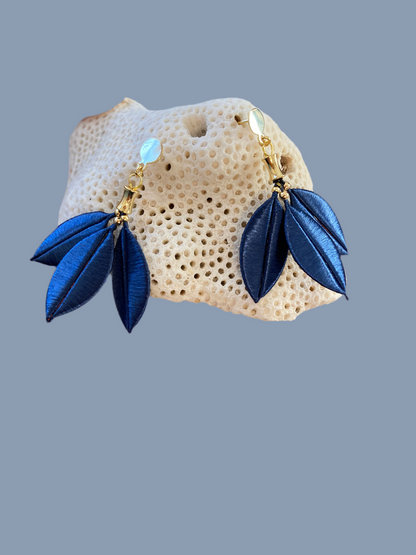 Juliet• Elegant Royal Blue Silky Thread Floral Earrings-Unique Handmade