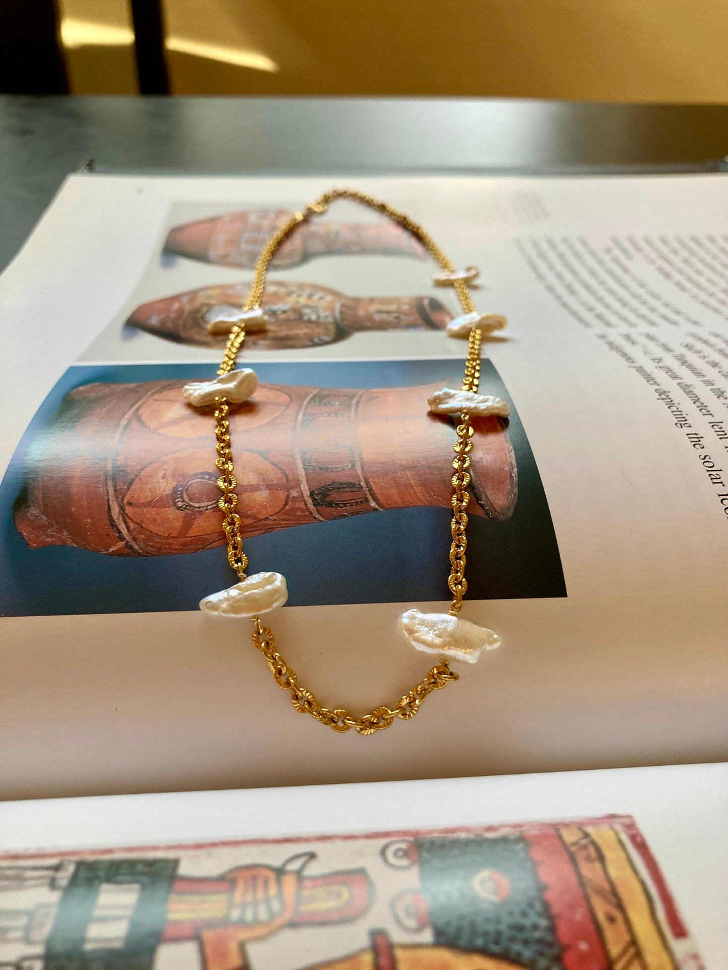 Unique Freshwater Pearl Gold Chain Necklace