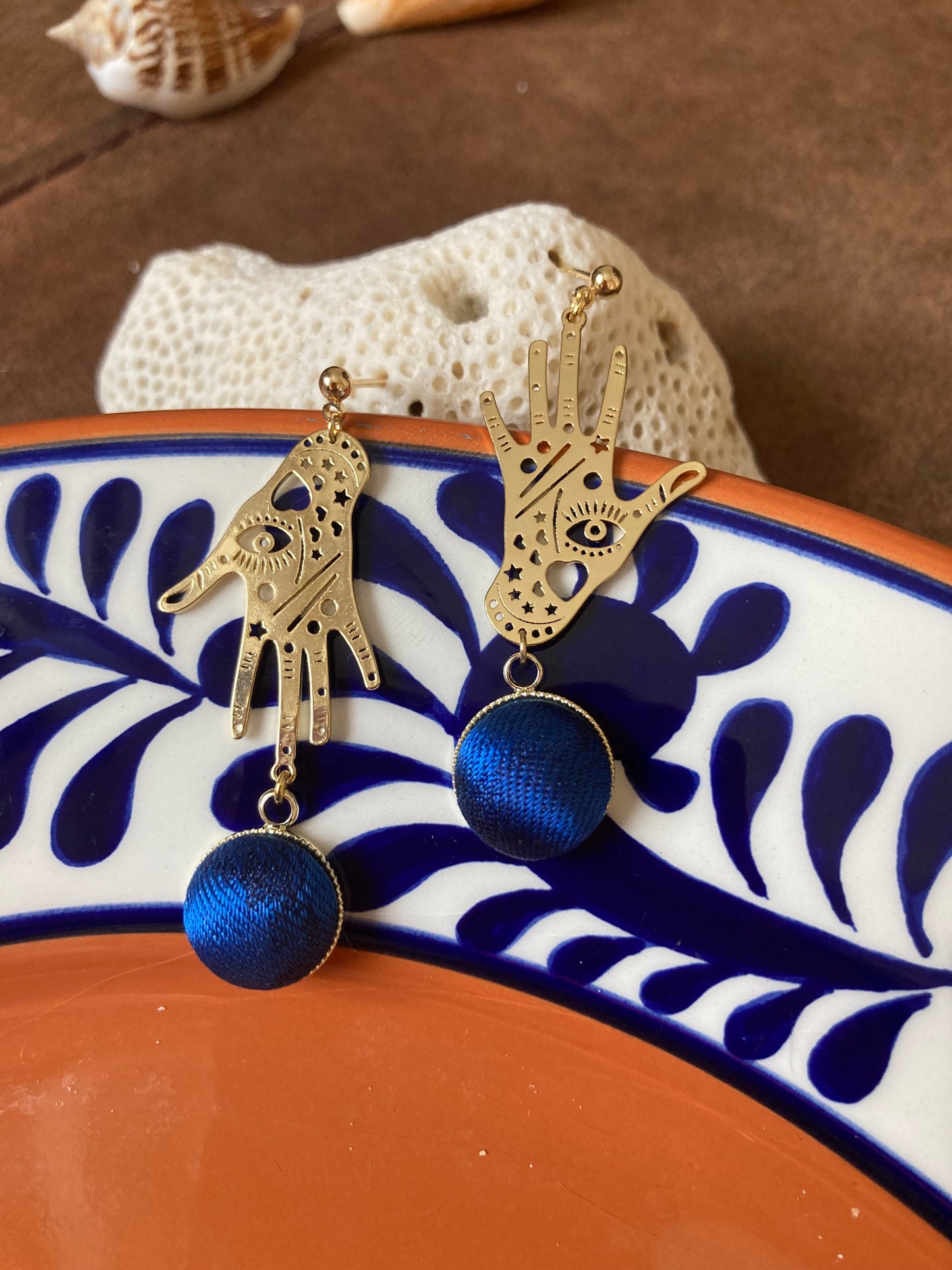 Precila • Gold Bohemian Magic Hand Silk Earring Studs
