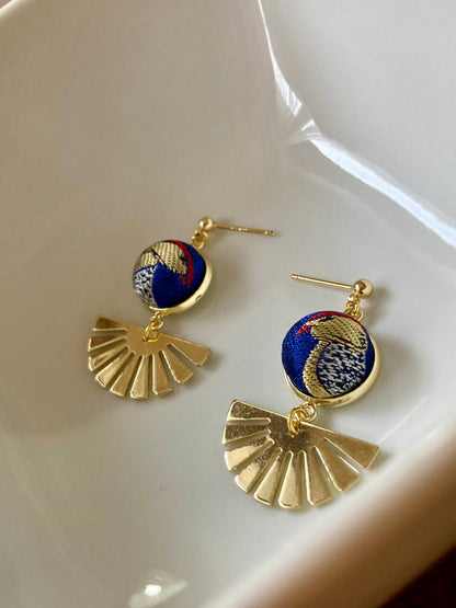Golden Contemporary Design Silk Earring Studs