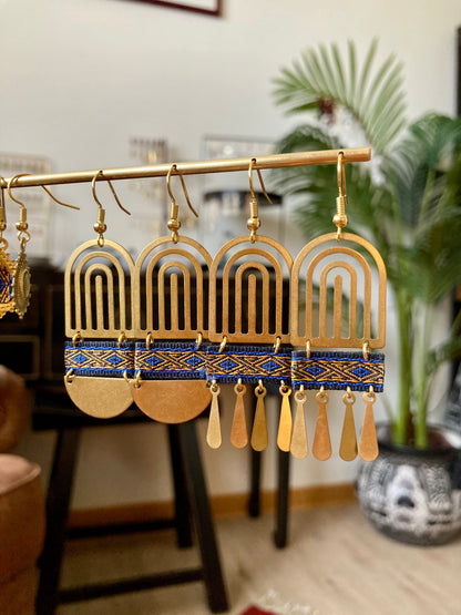 Aztec-Contemporary Design Golden Earrings