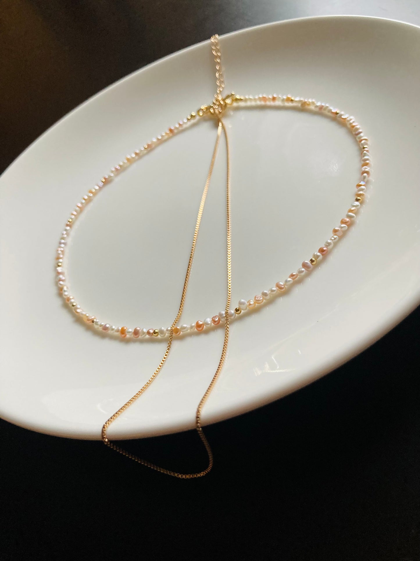 Multi-color Genuine Freshwater Pearl Layered Golden Choker Necklace Set