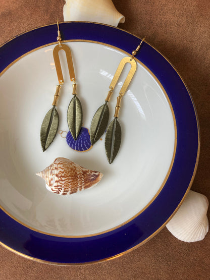 Kisses• Handmade Red Silky Thread Tree Leaf Earrings – Shiny Statement Artisan Jewelry