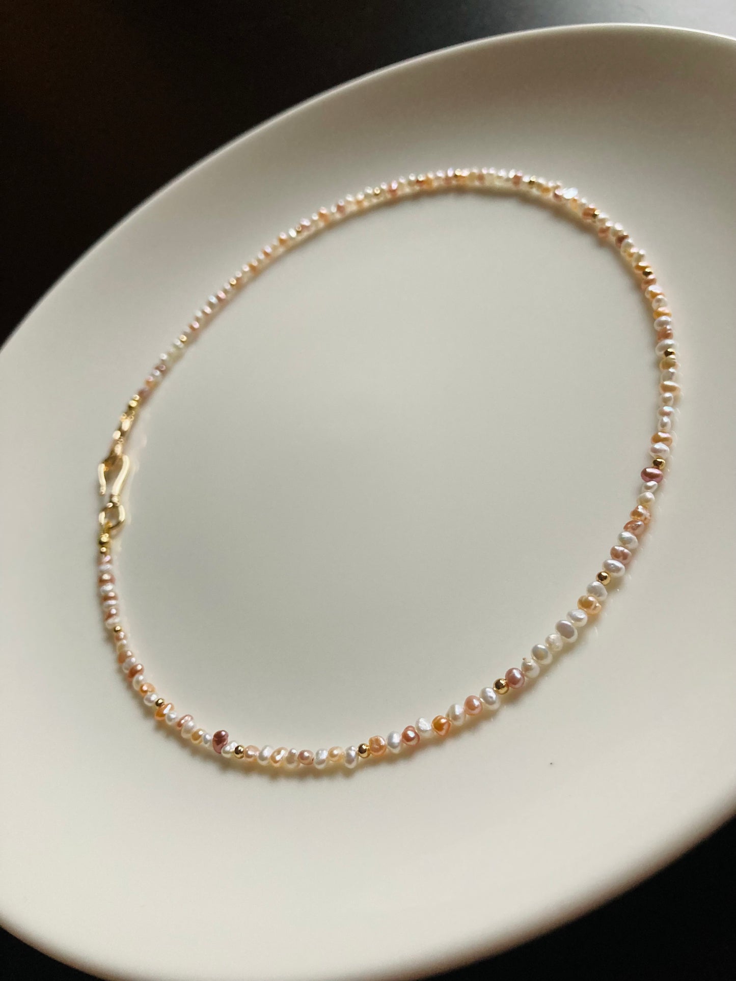 Multi-color Genuine Freshwater Pearl Layered Golden Choker Necklace Set