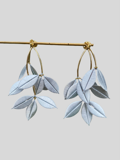 Heritage Skills Hand-wrapped Silky Thread Silver Sky-blue Floral Stud Earrings
