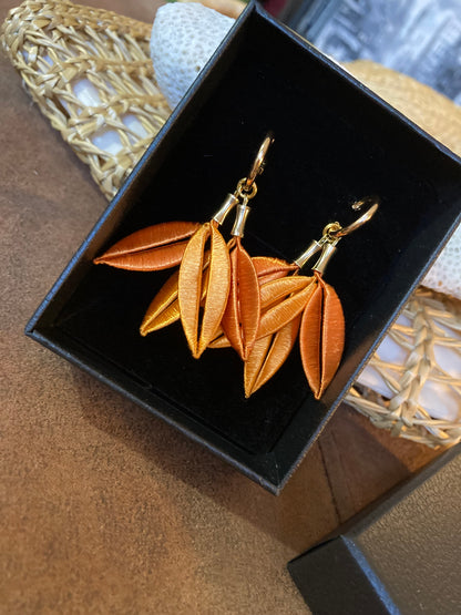 Sara• Versatile Design Unique Handmade Silky Thread Orange Floral Earrings