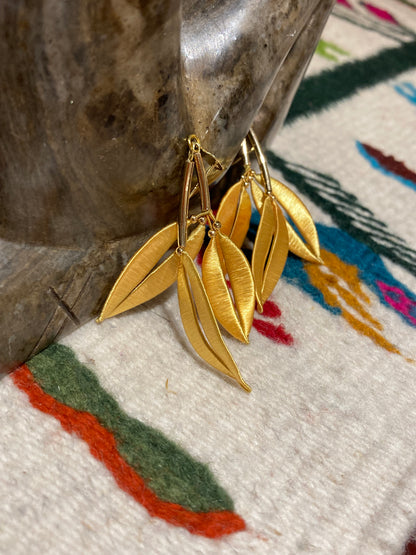 Statement Golden Silky Tree Leaf Floral Studs Earrings - Tree of Life