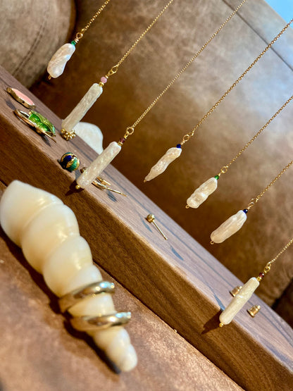 Unique Design Freshwater Pearl Gemstone Threader Earrings