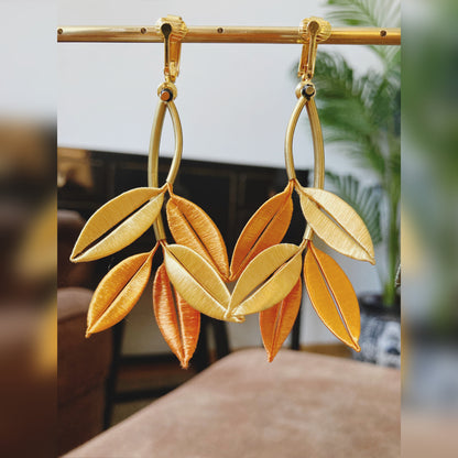 Penny•Unique Design Statement 6+Way-to-Style Gold Silky Thread Floral Earrings-Handmade Cultural Jewelry
