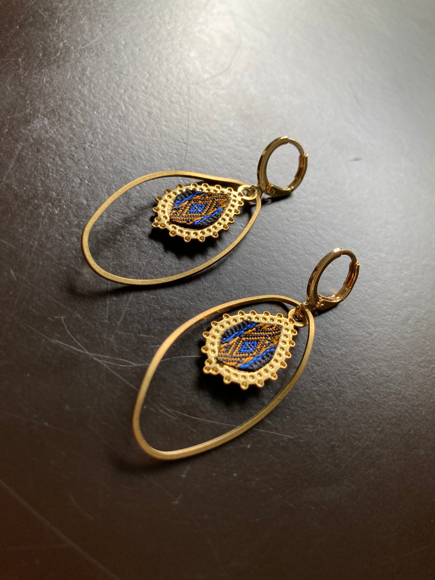 Aztec-Golden Contemporary Design Dangling Earrings