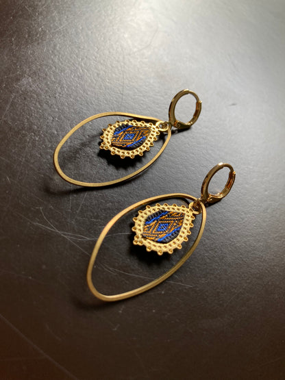 Aztec-Golden Contemporary Design Dangling Earrings